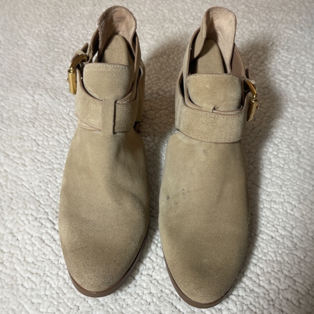 Michael Kors Suede Ankle Boots – Tan – Block Heel – Size 9.5